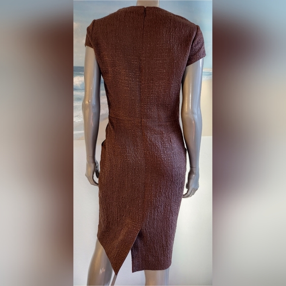 *$2,000 OSCAR DE LA RENTA BROWN SILK LINED DAY DRESS US XS OR 8 M - Picture 4 of 7